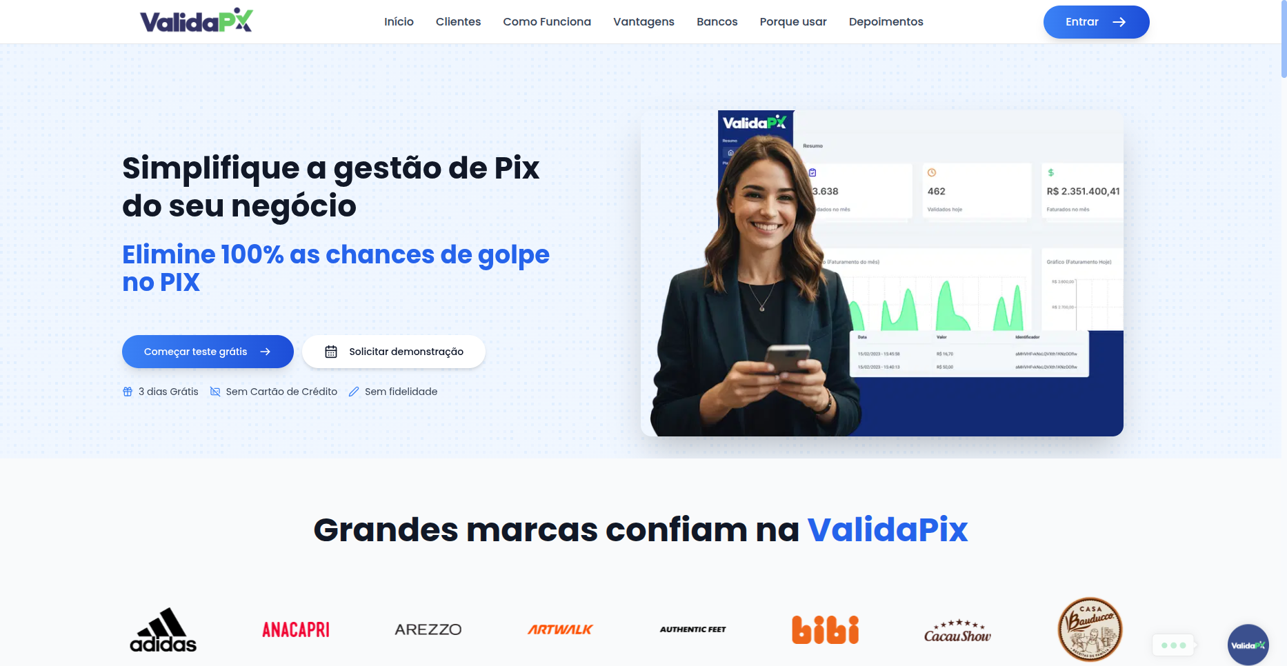 Capa do projeto ValidaPix · Site
